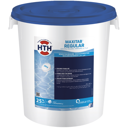 Chlore stabilisé HTH maxitab regular 200 g, 25 kg