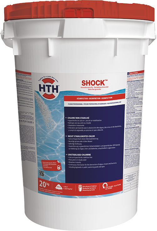 Chlore non stabilisé HTH shock granulés extra fins, 20 kg