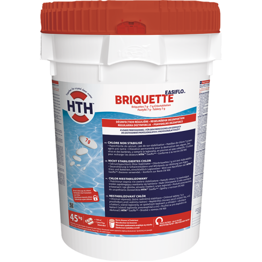 Chlore non stabilisé HTH easiflo briquette 7 g, 45 kg